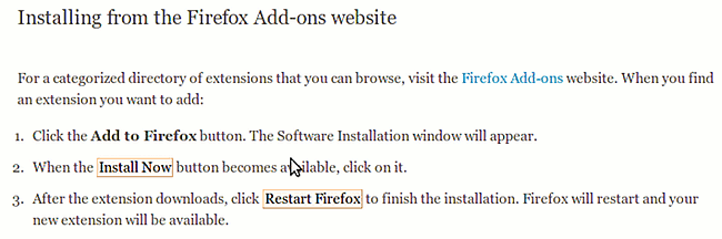 Instructions for installing Firefox Extensions
